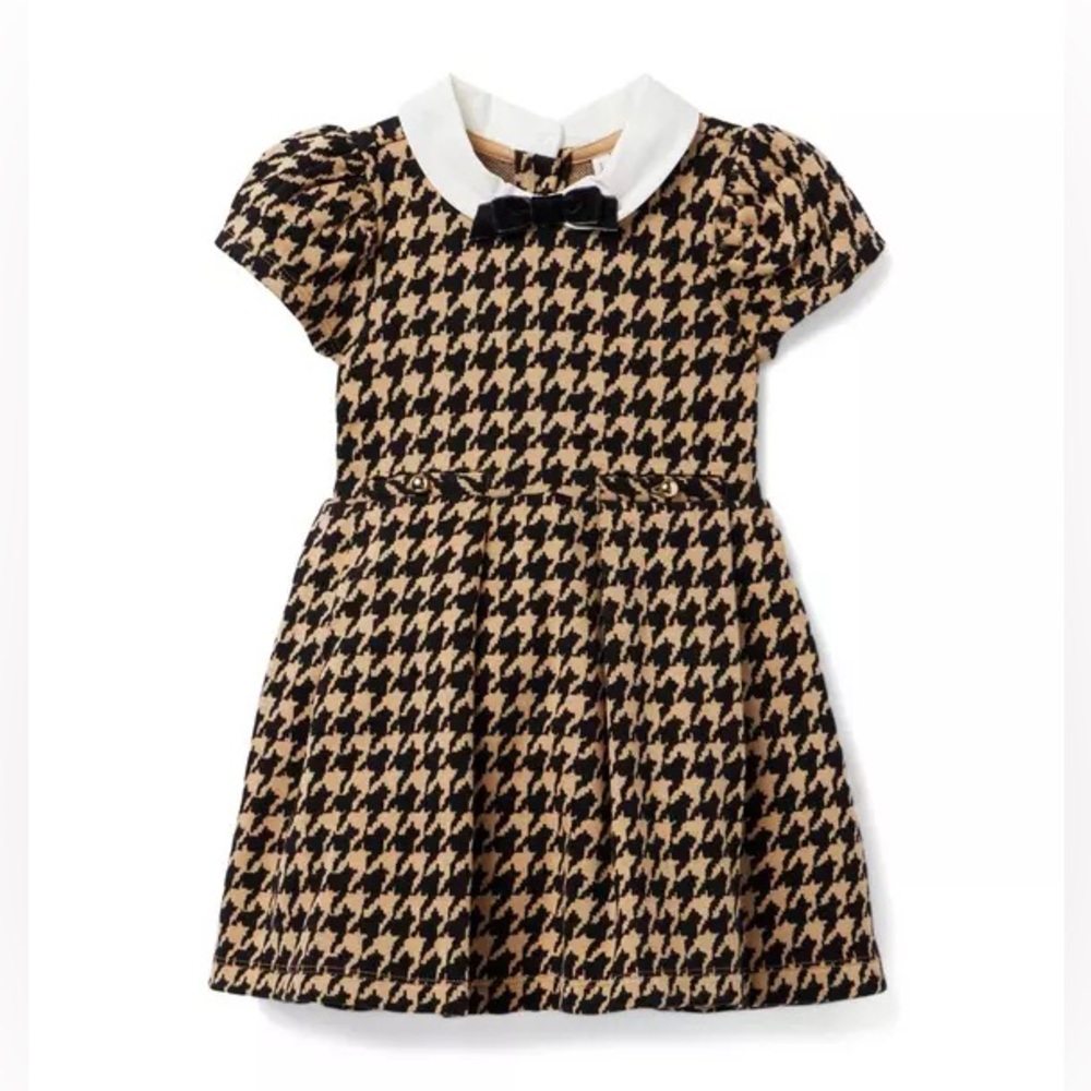 Janie & Jack Houndstooth Bow Collar Dress